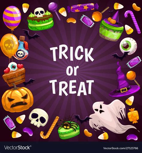 Trick Or Treat Background Spooky Halloween Vector Image