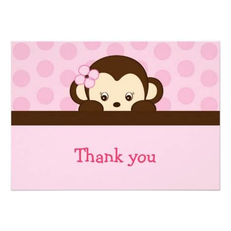 Mod Girl Monkey Flat Thank You Note Cards Thank You Note
