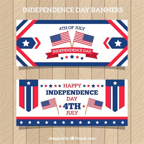 Free Vector Independence Day Banners In Flat Design