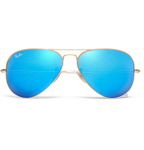 Ray Ban Polarised Mirrored Metal Aviator Sunglasses In Blue Metallic For Men Lyst