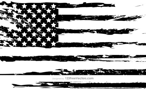 The men and women of american military services who have served their country over seas wear a black and white american flag (which also show american struggle) most typically on their right. Black and White Grunge American Flag