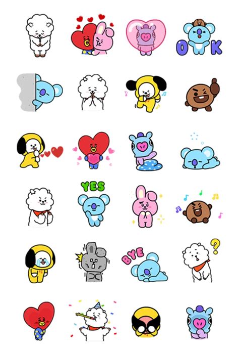 50 Pcs Cute Bt21 Sticker Pack Kpop Stars Bts Waterproof