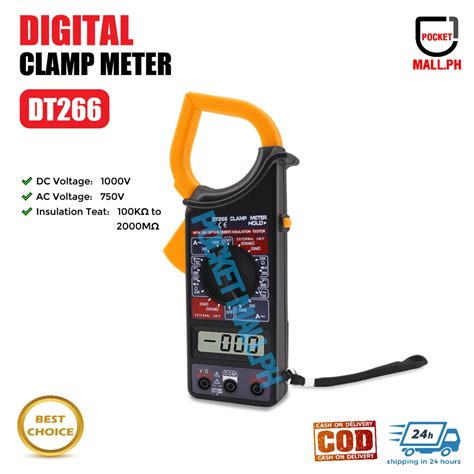 Dt266 Electronic Digital Clamp Meter Multimeter Ac Dc Current Volt Hold