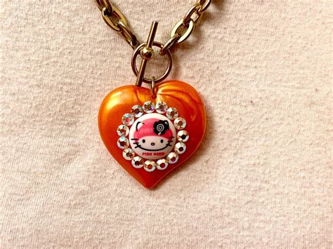 tarina tarantino hello kitty pink head heart crystal necklace with toggle chain ebay