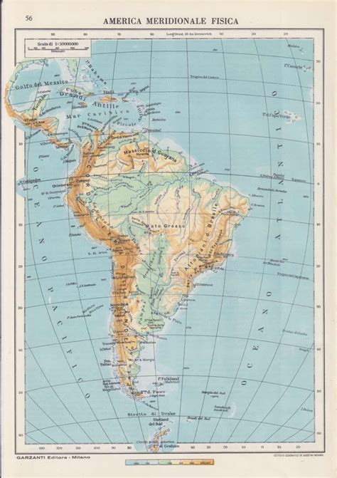 Carta Geografica Mappa Con Scheda Anno America Meridionale Fisica My Xxx Hot Girl