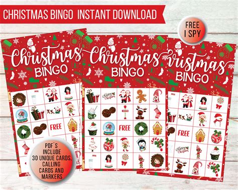 Christmas Bingo Printable Game Christmas Party Game Xmas Etsy Canada