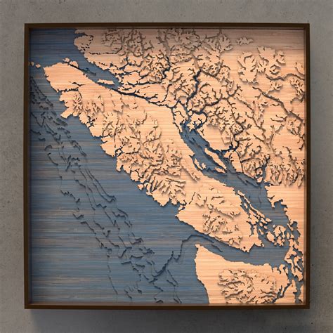 Laser Cut Map Of Vancouver Island British Columbia Peaks