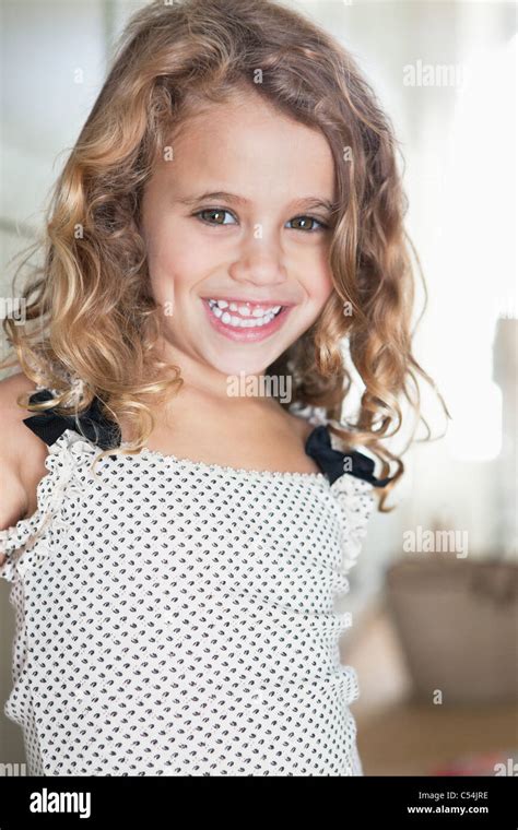 Portrait Of A Cute Little Girl Smiling Stock Photo Alamy
