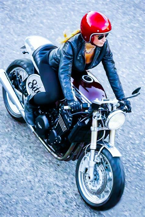 Red Headed Woman On Motorcycle Cafe Racer Girl Motorcycle Girl Biker Girl