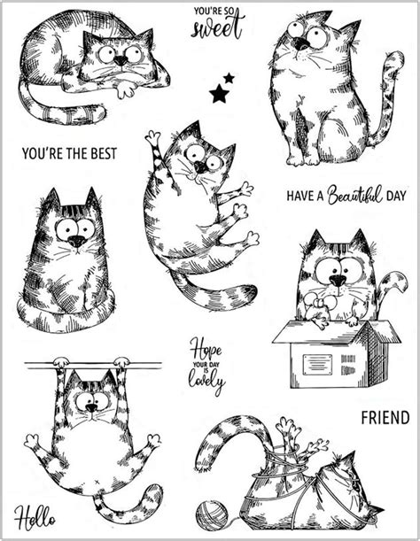 Arbuya Cute Cat Clear Stamps For Card Making And Journaling