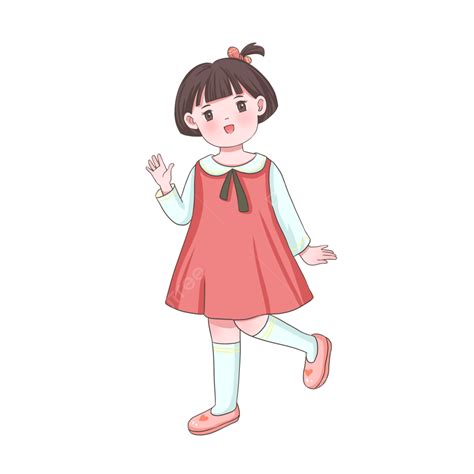 Say Hello Png Transparent Cartoon Characters Hand Painted Cute Girl