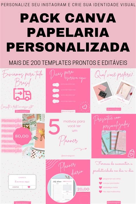 Pack Canva Com Templates Prontos E Editáveis Para Papelaria