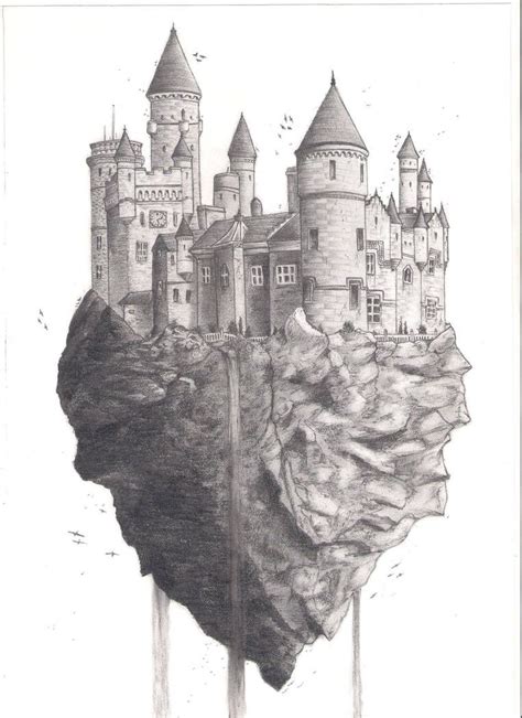 Flying Castle By Zealot123 Castle Drawing Fantasy Castle Castle Tattoo