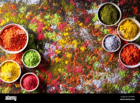 Holi Festival Celebration Traditional Indian Holi Colours Powder