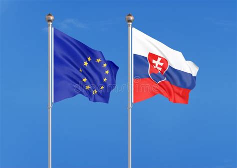 European Union Vs Slovakia Thick Colored Silky Flags Of European Union