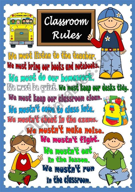 Classroom Rules Poster Esl Worksheet By Mada1