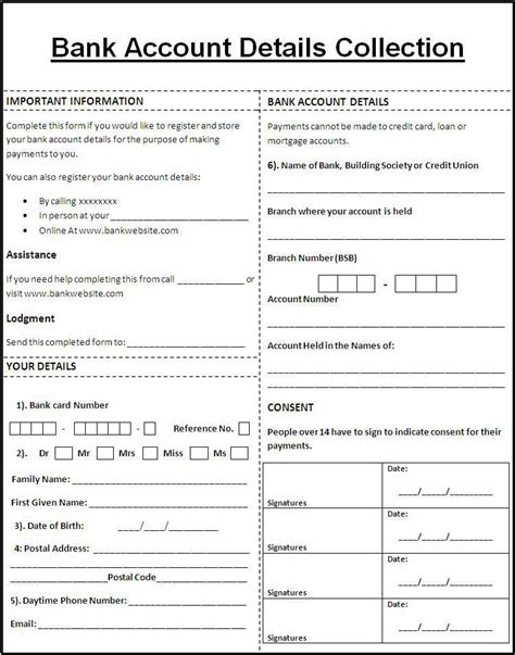 I want a letter from bank confirming my bank account details. Bank Account Form | Word template, Letter template word, Words