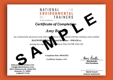 Our Certificates Online Hazwoper Hour Certifications
