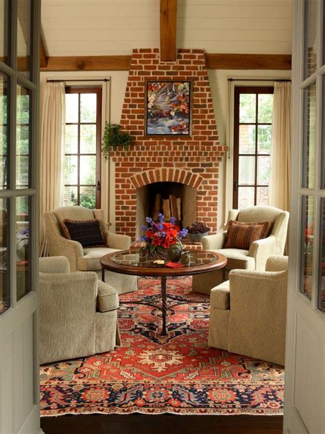 Bright Brick Living Room Fireplace Hgtv