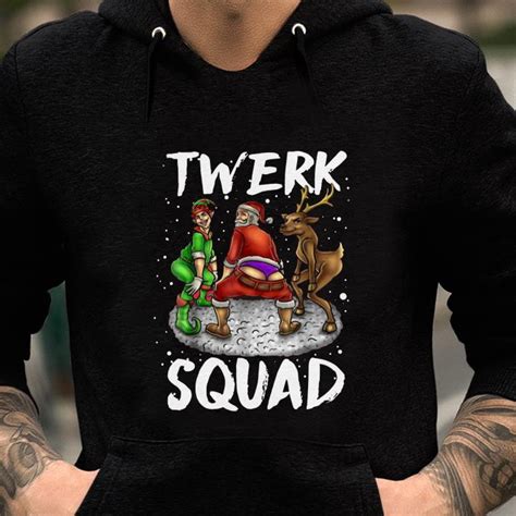 funny santa elf twerking twerk squad christmas shirt hoodie sweater longsleeve t shirt