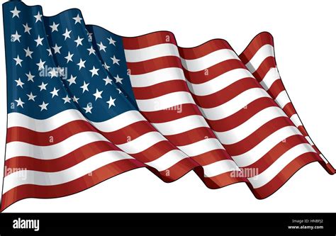 Illustration Of A Waving American Flag Against White Background Stock
