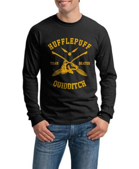 Customize Hufflepuff Quidditch Team Beater Men Long Sleeve T Shirt