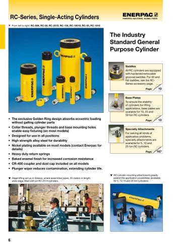 Rc Series Single Acting Hydraulic Cylinders Enerpac Pdf Catalogs Technical Documentation