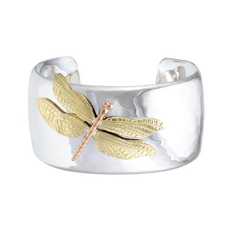 Tiffany And Co Dragonfly Cuff Bracelet Sterling Silver 18k Gold C2001