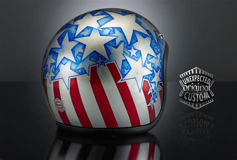 A captain america customised motorcycle helmet by s w designs. custom helmet captain america | Custom helmets, Helmet ...