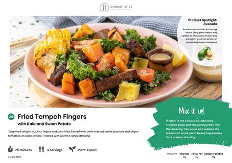 Fried Tempeh Fingers With Kale And Sweet Potato Dinner Twist