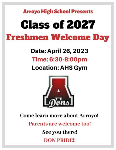 Class Of 2027 Welcome Night 42623 Arroyo High School
