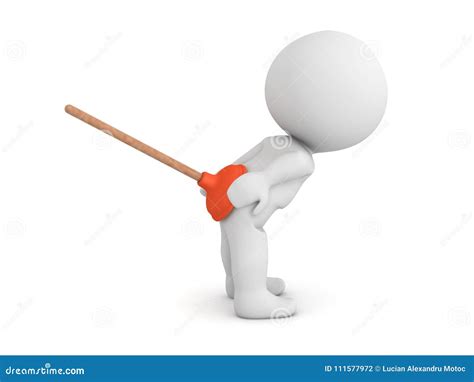 3d Character With Plunger Stuck On Him Stock Illustration