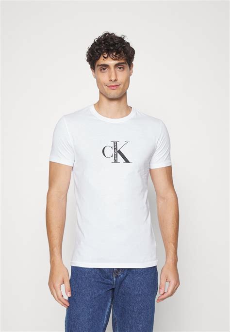 Calvin Klein Jeans Institutional Tee T Shirt Print Bright White Weiß Zalando At