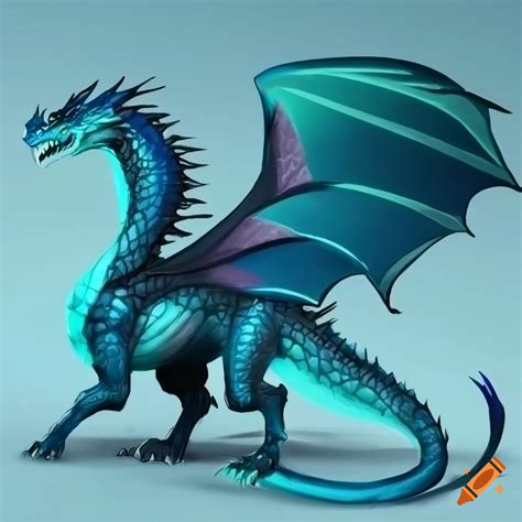 Blue And Cyan Dragon Concept Design