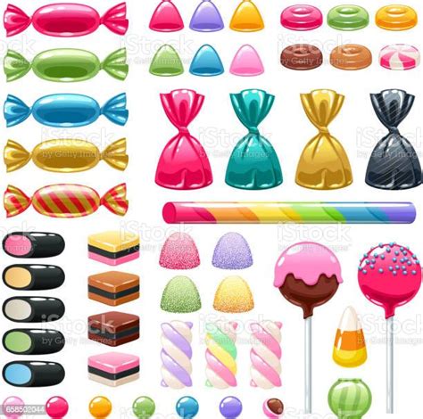 Set Of Different Sweets Assorted Candies Stock Illustration Download