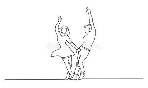 Continuous Line Drawing Dancing Couple Stock Illustrations 129