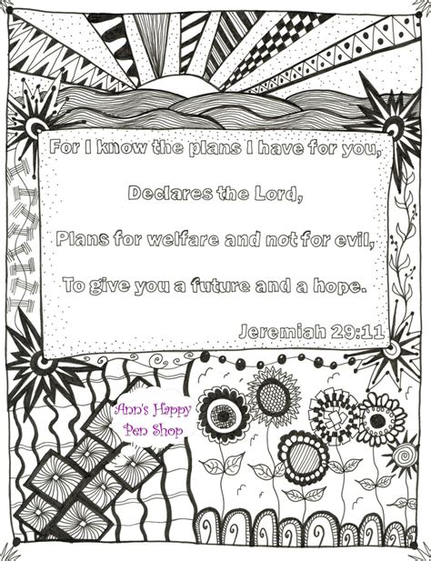 Zentangle® Inspired Bible Verse Memory Coloring Page Jeremiah