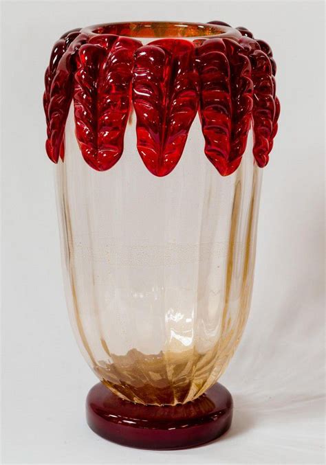 Ruby Murano Glass Vase Venetian Murano Glass
