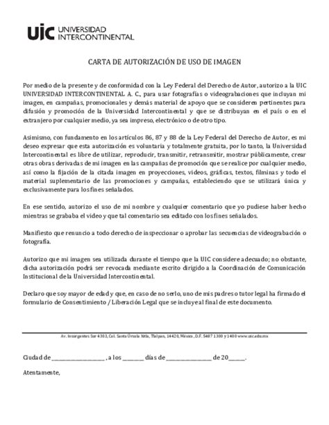 Pdf Carta De AutorizaciÓn De Uso De Imagen Lupita Correa