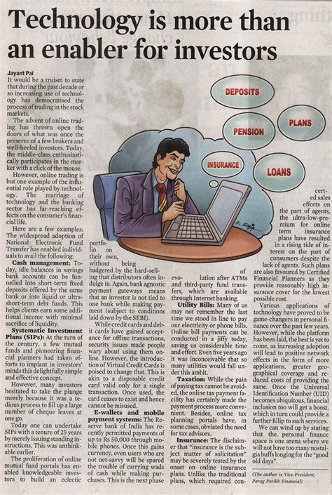 Coverage includes computer hardware, software, mobile apps and devices, personal technology, cybersecurity and emerging tech for businesses and consumers. PPFAS Limited :: Media > Mr. Jayant Pai's Articles ...