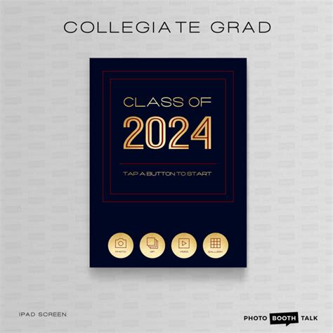 Collegiate Grad Gold Ipad Welcome Screen And Buttons Photo Booth Talk