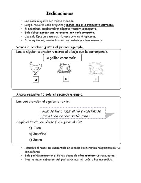 Prueba Tipo Ece Comunicación 2o Primaria