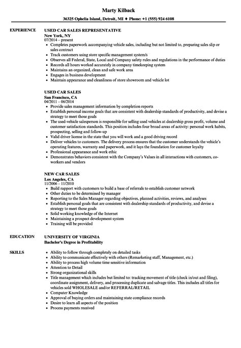 Cars and suvs, vans and pickup trucks, etc. Resume For Car Salesman - Car Salesman CV Sample