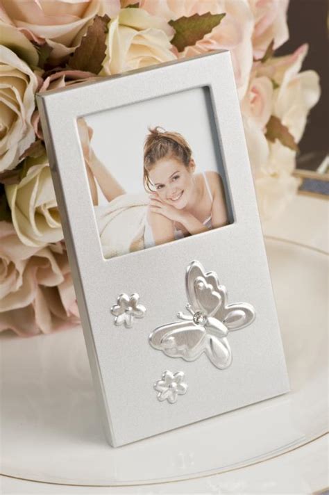 Wedding Brushed Silver Butterfly Photo Frame Wedding Wish