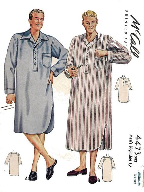 Vintage 1940s Vintage Sewing Pattern Regulation Etsy Uk Mens Nightshirts Night Shirt