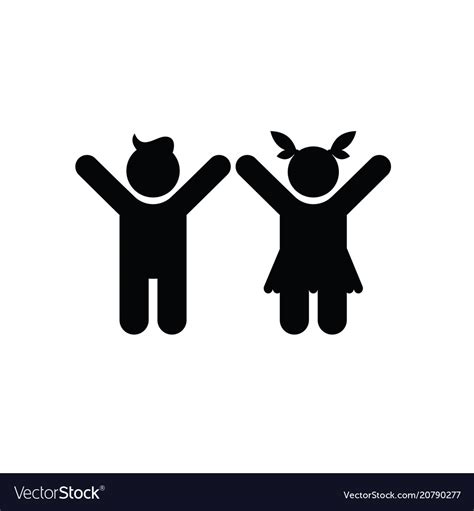 Children Flat Icon With With Arms Raised Vector Image