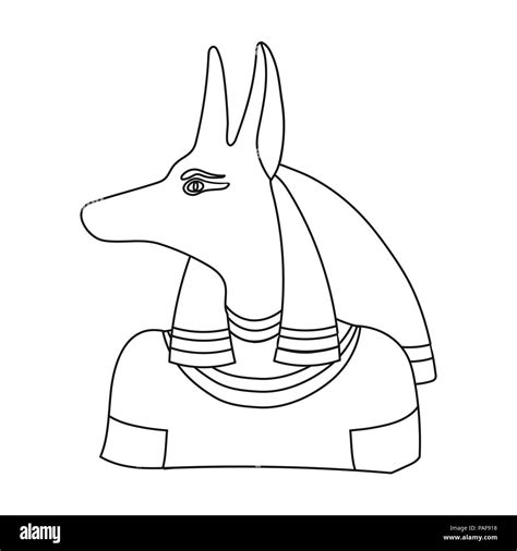 Anubis Icon In Outline Style Isolated On White Background Ancient Egypt Symbol Vector