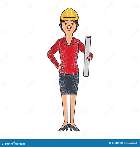 Woman Engineer Cartoon Scribble Stock Vector Illustration Of Person