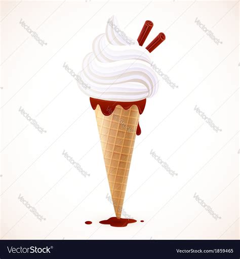 Soft Ice Cream Dessert In Wafer Cone Royalty Free Vector
