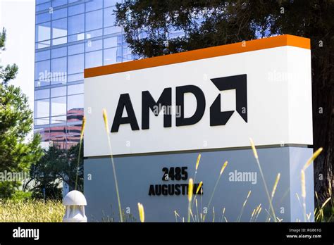 July Santa Clara Ca Usa Amd Logo At The Entrance To The Offices Located In